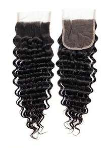 4x4 Deep Wave Lace Closure Human Hair Pre Plucked Free Part Deep Curly Natural Color Human Hair Extensions For Women - Natural Black - View 5