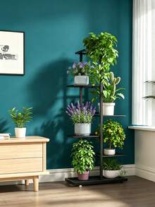 Rak Tanaman Logam Universal untuk Penggunaan Dalam dan Luar Ruangan, Rak Multi-Pot 6/7 Tingkat, Rak Tanaman Dalam Ruangan Berdiri di Lantai Satu Tingkat, Cocok untuk Halaman, Taman, Sudut, Balkon, Ruang Tamu, Hitam. - Hitam - View 3