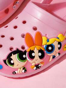 THE POWERPUFF GIRLS X SHEIN 可愛卡通粉色兒童園藝洞洞鞋，透氣快乾，輕量耐用 EVA 材質，適合室內外穿著 - 淺粉色 - 查看 3