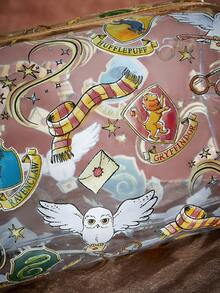 HARRY POTTER X SHEIN 透明 PVC 化妝包，附印花防水拉鍊，多功能旅行盥洗包與化妝收納袋，適合日常洗漱用品、文具及小雜物收納 - 彩色 - 查看 5