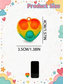 MINKOJA 12/24/36PCS Heart Shaped Rainbow Silicone Pop Bubble Keychain, Portable Mini Fidget Toy Pendant For Bag Backpack Decor, Kids Party Gift Accessory, Kids Birthday Party Favors, Interactive Small Toy Gift For Boys Girls(Random Color) - random color - View 2