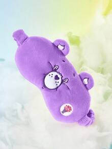 SHEIN X Care Bears 1件裝卡通刺繡眼罩，柔軟毛絨材質，遮光力強，適合外出旅行、辦公室午休使用 - 紫色 - 查看 2