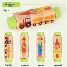 MINKOJA Children's Wooden Animal Rotating Puzzle Blocks, Early Education Intelligence-Developing Children's Cognitive Puzzle Fun Toys - Multicolor - View 8