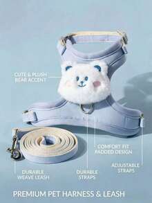 PETSIN Cat Leash Harness, Escape-Proof Y-Shaped Adjustable Cat Walking Jacket, Only For Pet Use - Blue Bear - View 6