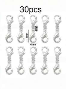 5/30pcs Dual Lobster Clasps, Double Lobster Claw Clasp DIY Jewelry Making Accessories For Necklace Bracelet Keychain Craft Supplies - Multicolor - View 9