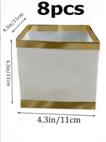 2/4/8pcs Paper Floating Lanterns, Gold + White Square Memorial Candle Lanterns, Decorative Outdoor Wedding Lawn Pool Wishing Tabletop Lanterns (Candles Not Included) - Paper Lanterns - View 7