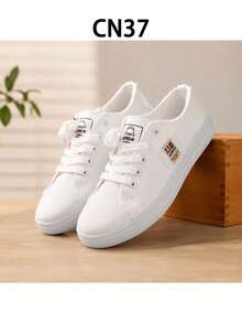 Women'S Spring Casual Canvas Slip-On Flat Sneakers White Sport Shoes - White - View 9