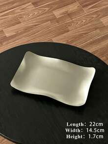 Haus Hana 1pc Ndustrial Style Wavy Stainless Steel Rectangular Tray, Vintage Premium Dessert & Snack Platter, Afternoon Tea Cake Serving Tray - Multicolor - View 9