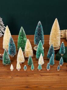 Mini Snow‑Dusted Christmas Tree With Wooden Base, Tabletop Xmas Decor - Off-white - View 3