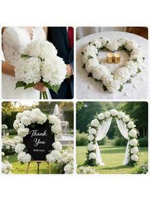 3Pcs 73cm Large Artificial Hydrangea Flowers Full Fluffy High Quality Silk Faux Plant With 90 Petals For Wedding Home Living Room Bedroom Kitchen Party Bridal Bouquet Table Centerpiece Decor Must Have - White - View 8