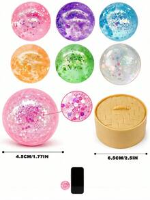 1/3/6/9PCS Squeezes The Stress Ball With Steamer Box Package, Soft Squishy Fidget Toy, Party Favor & Gift, Cute Play Toy For Collection & Gift, Classroom Reward &Goodie Bag Filler(Random Colors) - random color - View 2