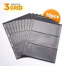10pcs Double-Sided 9-Slot Stamp Collection Pages, Divided Format Stamp Album Refill Sheets, Transparent Protective Stamp Holders, Reusable For Stamp Collection And Display - A - View 13
