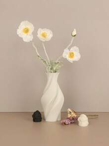 1PC Standard Size Simple Spiral Textured Decorative Vase Vessel For Fresh Dried Flowers Bouquet Tabletop Display Elegant Cozy Home Style For Living Room Bedroom Office Desk Entryway Shelf Centerpiece Essential - A - View 5