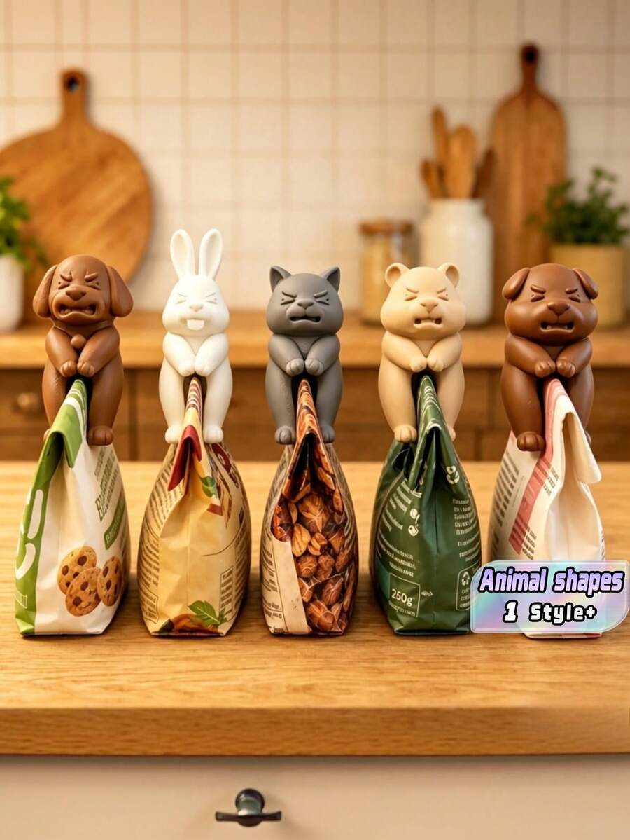 3D Animal Food Bag Clips, Chip Clips & Snack Clips, Cute Puppy Cat Rabbit & Bear Animal Squad, Reusable Bag Sealing Clips For Kitchen Home Office And Pantry, Novelty Decorative Home Accessories, Small Gifts - animal - View 1