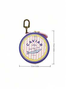 Joivida 1Pc Retro Fun Uv Print Coin Purse, Stylish And Compact Keychain Pendant, Cute Cartoon Mini Zip Bag, Portable For Storing Earphones And Small Accessories - Multicolor - View 11