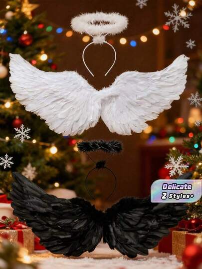 1PC Halloween Valentine's Day Wedding Bridesmaid Dress Up Girl Angel Wings Cartoon Mask Sexy Performance Role Play Graduation Season Party Christmas Gift (23.6 X 15.7 Inches)