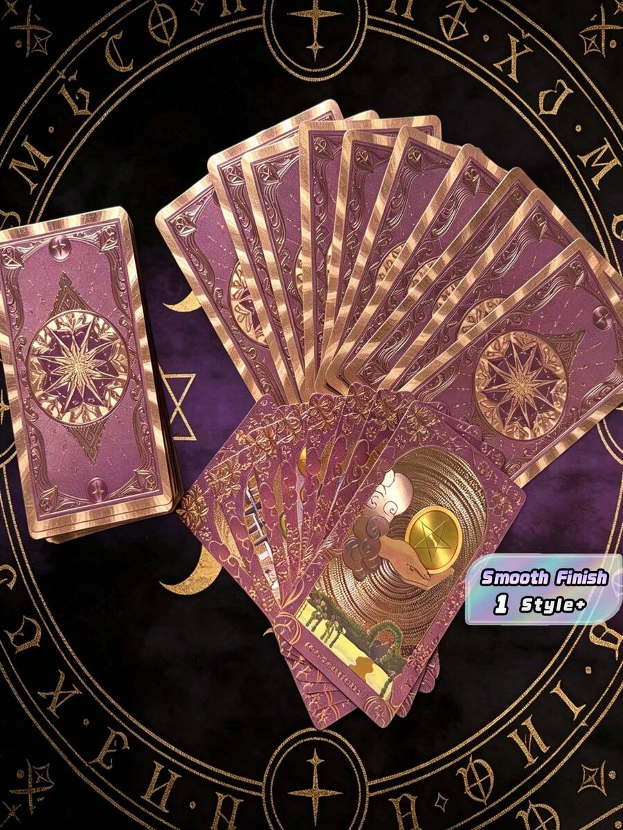 "1 Set Tarot Card Gift Box, Purple Elegant Tarot Deck For Beginners & Experts, Multi-Mode Original Oracle Cards With Meanings, Destiny Divination, Ideal Christmas Halloween Thanksgiving Gift" - Multicolor - View 1