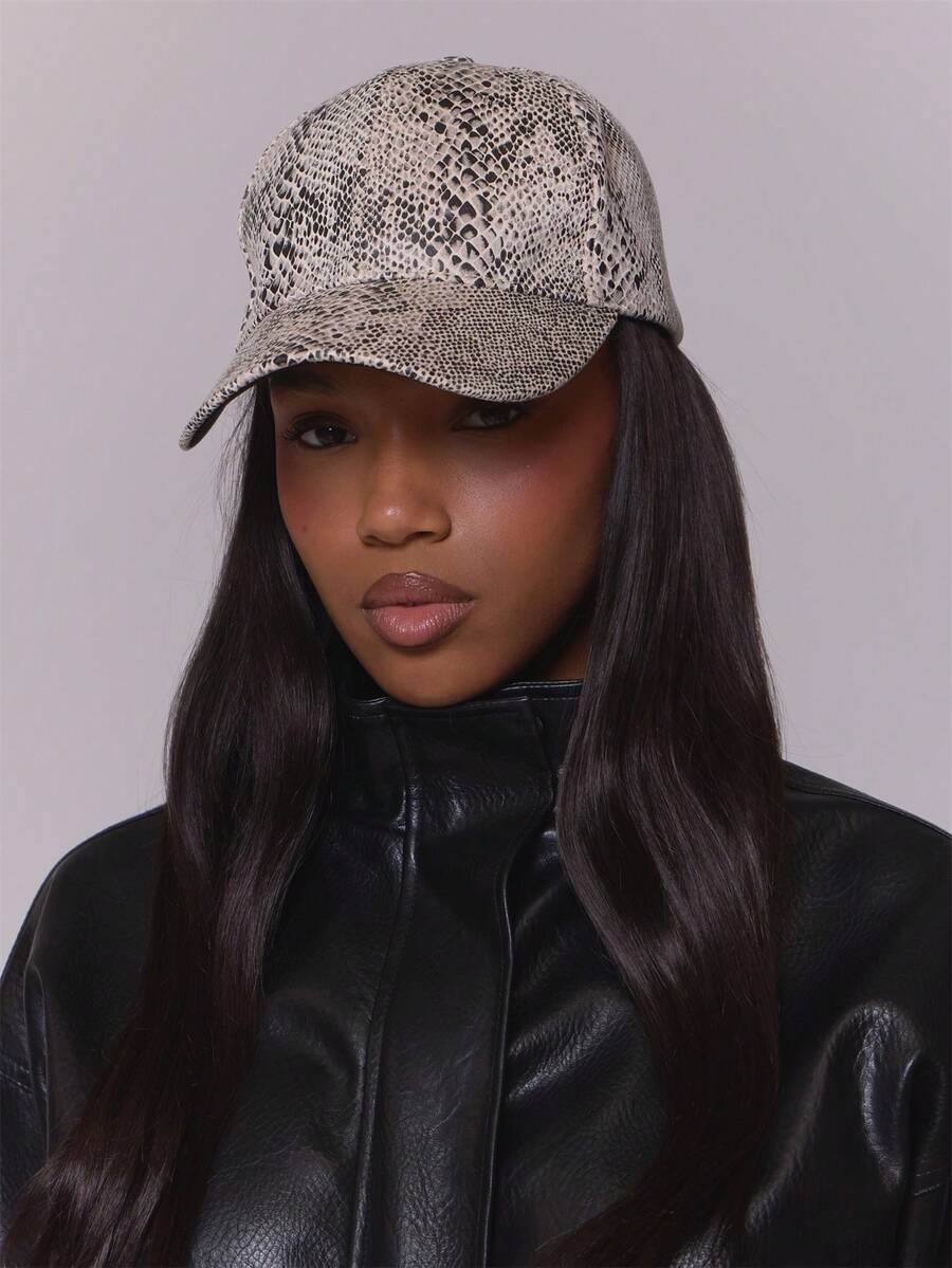 MUSERA Snake Print Detail Baseball Cap Hat Festival Rave Ibiza Clubbing Streetwear Summer Fall Winter - snake pattern - View 1