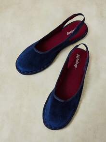 Styleloop Women's Shoes, Navy Blue, Baotou, Heel Flats, Velvet Texture, Vacation Leisure And Comfort, Versatile - Royal Blue - View 5