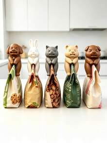 3D Animal Food Bag Clips, Chip Clips & Snack Clips, Cute Puppy Cat Rabbit & Bear Animal Squad, Reusable Bag Sealing Clips For Kitchen Home Office And Pantry, Novelty Decorative Home Accessories, Small Gifts - animal - View 5
