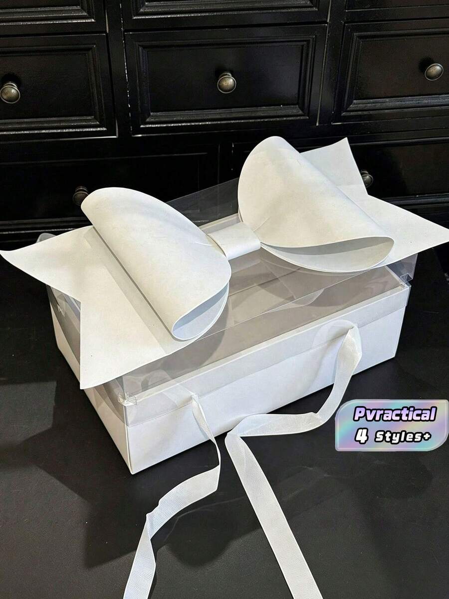 1pc Large Floral Paper Gift Bag, Portable Bouquet Tote Bag With Ribbon Handle, Rectangular Wedding Gift Packaging Bag, Small Flower Shop Tote Bag, Suitable For Weddings, Mother's Day, Valentine's Day, Birthdays (Pink, Black, Red, White)