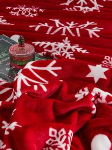 Cirelle Christmas Red Snowflake Blanket, Soft Plush Fleece Flannel Bed Throw, Cozy Warm Winter Holiday Blanket For Bed, Couch & Sofa - Red - View 10