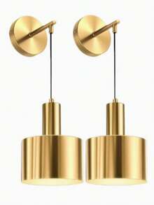 1/2‑Pcs Premium Wireless Charging Wall Lamp, Dimmable Bulb & Remote‑Controlled RGB Ambient Decor Wall Light, Battery‑Operated Drill‑Free Wireless Wall Sconce With Adjustable Lanyard, Modern Gold Wall Light For Bedroom, Living Room, Hallway - Multicolor - View 1