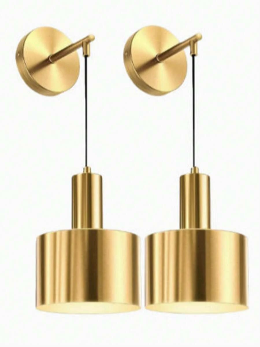 1/2‑Pcs Premium Wireless Charging Wall Lamp, Dimmable Bulb & Remote‑Controlled RGB Ambient Decor Wall Light, Battery‑Operated Drill‑Free Wireless Wall Sconce With Adjustable Lanyard, Modern Gold Wall Light For Bedroom, Living Room, Hallway - Multicolor - View 1