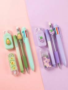 POKOJA LAND New 7-In-1 Stationery Set With Highlighter And Eraser Etc. Functional Supplies Kit Office Desk Set, Home Office, Work Supplies - Multicolor - View 7