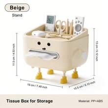 1pc Cute Napkin Holder Desktop Organizer, Remote Control Storage Box, Decorative Tissue Napkin Holder, Tabletop Sundries Storage Container, Practical Desk Tidy Organizer For Living Room, Bedroom, Bedside, Coffee Table, Home Office Countertop Decor - Multicolor - View 7