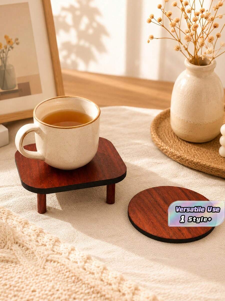 5PCS Standard Size Creative Mini Table Shaped Coaster Set Heat Resistant Non Slip Scratch Proof Durable Easy Clean Stackable Decorative Tabletop Protector For Home Office Desk Drink Mat Essential Gift Idea - Multicolor - View 1