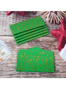 Christmas Gold Foil Money Gift Envelopes, Xmas Snowman Reindeer Print Paper Cash Holders, Holiday Gift Envelopes For Family Party Present Supplies - green - View 5