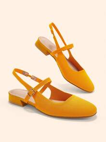 CUCCOO BASICS Women's Shoes Spring, Summer And Autumn Simple Classic Woven Surface Material Round Toe Flats Are Suitable For Commuting, Dating, Parties Fall Shoes - Yellow - View 3