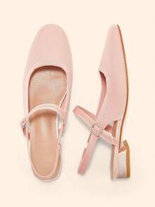 CUCCOO BASICS Women's Shoes Spring, Summer And Autumn Simple Classic Woven Surface Material Round Toe Flats Are Suitable For Commuting, Dating, Parties Fall Shoes - Pink - View 3
