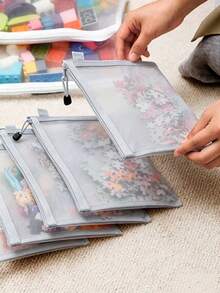 1/3PCS Kantong Jaring Transparan dengan Resleting Ukuran A4 A5 A6 Tas Dokumen Tahan Air Tempat Penyimpanan Perlengkapan Kantor Set Organizer Alat Tulis - abu-abu - View 3