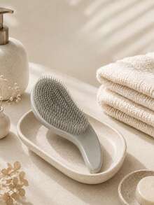 Haus Hana 1pc Marble Pattern Soft Bristle Hair Brush, Tangle-Free Portable Plastic Scalp Massage Cushion Comb - Multicolor - View 6