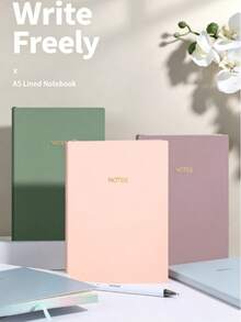1 Buah Buku Catatan Sampul Keras PU Warna Morandi Berkualitas Tinggi, 160 Halaman, Ukuran A5, Buku Catatan Jurnal Sederhana untuk Rapat & Penggunaan Kembali ke Sekolah - MultiWarna - View 2