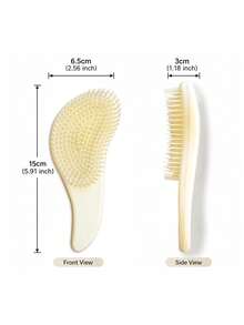 Haus Hana 1pc Marble Pattern Soft Bristle Hair Brush, Tangle-Free Portable Plastic Scalp Massage Cushion Comb - Multicolor - View 8