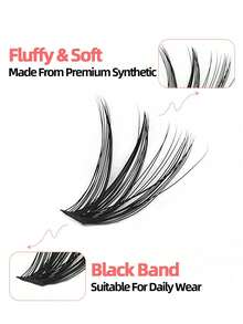 1 Pc,216 Custers Of DY Mixed False Eyelashes. Natural Soft Fluffy Eyelash Extension Kt 50D+60D. 8mm- 16mm Mixed Length Cluster Lashes Suitable For Party - D - View 2