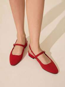 CUCCOO BASICS Women's Shoes Spring, Summer And Autumn Simple Classic Woven Surface Material Round Toe Flats Are Suitable For Commuting, Dating, Parties Fall Shoes - Red - View 2