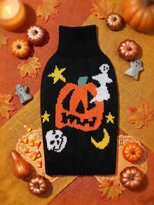 Petsin Funny Halloween Pumpkin Expression Warm Pet Sweater - Multicolor - View 6