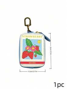 Joivida 1Pc Retro Fun Uv Print Coin Purse, Stylish And Compact Keychain Pendant, Cute Cartoon Mini Zip Bag, Portable For Storing Earphones And Small Accessories - Multicolor - View 18