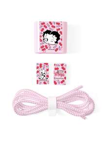 Betty Boop x SHEIN 3件組數據線保護套，適用於充電器，櫻桃印花圖案，充電器保護套（不含數據線） - 粉色 - 查看 5