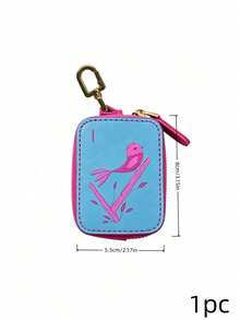 Joivida 1Pc Retro Fun Uv Print Coin Purse, Stylish And Compact Keychain Pendant, Cute Cartoon Mini Zip Bag, Portable For Storing Earphones And Small Accessories - Multicolor - View 16