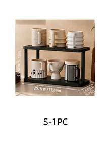3-Tier Countertop Storage Organizer Shelf, Multi-Layer Desktop Display Rack, Black Freestanding Tabletop Storage Stand For Kitchen Spices, Office Supplies, Makeup And Decorations - Black - View 7