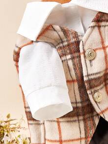 PETSIN 1pc Plaid Woolen Pet 2 In 1 Suit Vest, British College Style Dog Formal Dress, Wedding Companion Pet, Birthday Party, Daily Cat And Dog - Multicolor - View 5