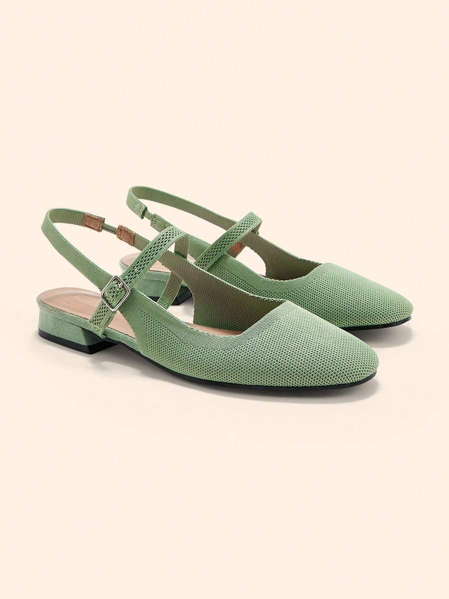 CUCCOO BASICS Women's Shoes Spring, Summer And Autumn Simple Classic Woven Surface Material Round Toe Flats Are Suitable For Commuting, Dating, Parties Fall Shoes - grass green - View 1