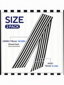 1 2 Packs Boxwood Wreath Belt Decor Black And White Striped Ribbon For Front Door Porch Hanging Farmhouse Style Home Decoration - D - View 8