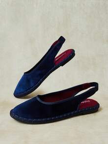 Styleloop Women's Shoes, Navy Blue, Baotou, Heel Flats, Velvet Texture, Vacation Leisure And Comfort, Versatile - Royal Blue - View 8