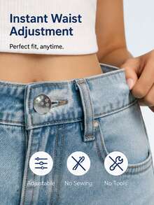 2/4/6/8/10/12pcs Jeans Replacement Buttons, Detachable Tower Buttons For Waist Size Adjustment, No Sew Silver Metal Button For Jeans Skirt Pants, Easy DIY Install Tool-Free, Sturdy Denim Button Fixing Kit - Style 8 - View 7
